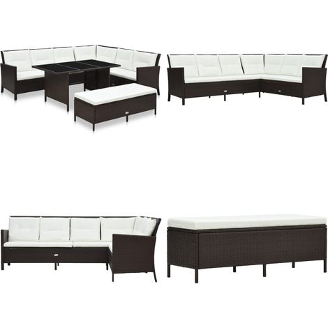 3-tlg. Garten-Lounge-Set mit Auflagen Poly Rattan Braun - Gartensaison - Loungeset - Outdoor Möbel - Gartenmöbel - Esstisch - Home & Living