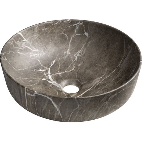 Vasque à poser RONDEA en céramique dia. 41cm, marbre brèche (1/4)
