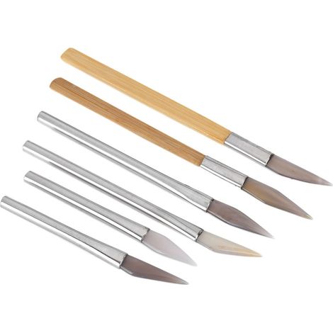 Ensemble de brunissoirs en agate à lame tranchante, outils de polissage pour le travail des métaux précieux, manche en bambou et fer. (1/5)