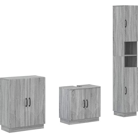Maison Exclusive - Set di armadietti da bagno in 3 pezzi HOORN Sonoma grigio (1/5)