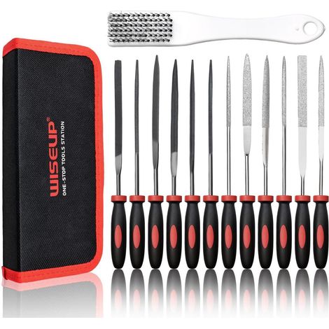 13-teiliges Nadelfeilen-Set mit Diamant- & Stahlfeilen, inkl. Tasche & Bürste (1/5)
