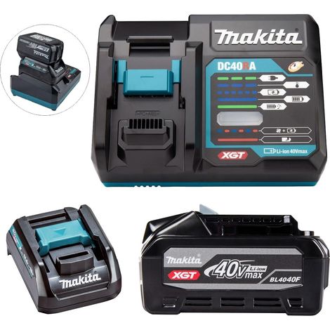 Makita BL4040F 40V Max 4Ah XGT Battery + DC40RA Fast Charger + 18v LXT Adaptor