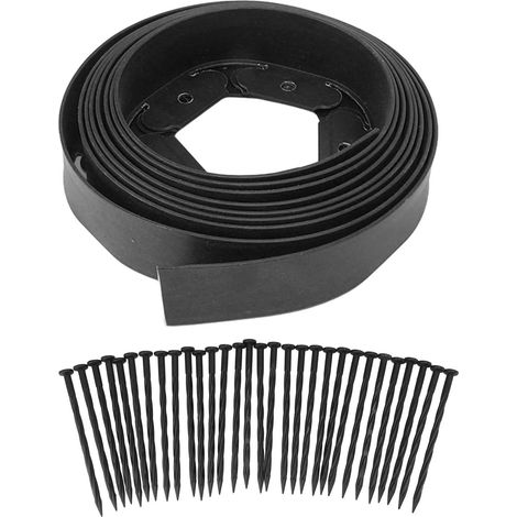 Gartenrand-Set, inklusive 15 Pfählen, PE-Randmaterial für die Gartengestaltung mit Blumenbeeten. (1/5)