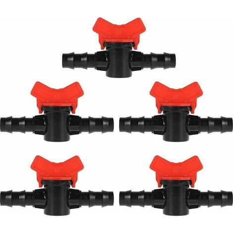 Green Mobility-5PCS Vanne de Commutateur d'irrigation Goutte,Tuyau d'arrosage de 16MM en Plastique,Vannes de Verrouillage Connecteurs de Tuyau Vanne Barb pour Jardin,Réglez et Fermez/Allumez Débit d'e (1/4)