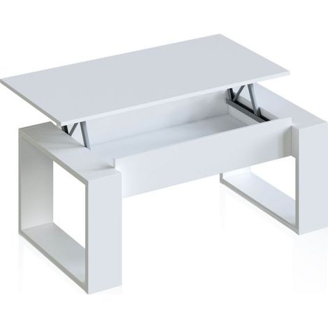 Mesa de centro elevable con almacenaje oculto 105x45-54 cm Neo Blanco Artik (Blanco Mate) 55cm (ancho) x 45cm (alto) (1/5)