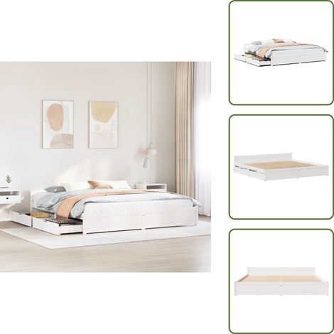vidaXL Cadre de lit sans matelas blanc 160x200 cm bois de pin massif (1/5)