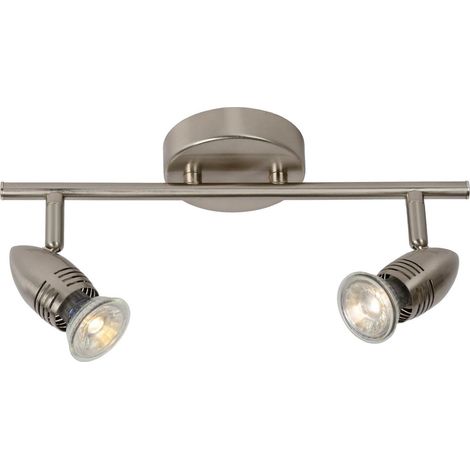 Spot plafond - LED - GU10 (MR16) - 2x5W 2700K - Chrome Dépoli (1/5)