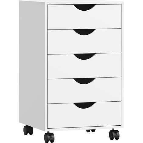 Caisson Bureau Ricciarda Mobile 5 Tiroirs Blanc Rangement Design Robuste (1/5)