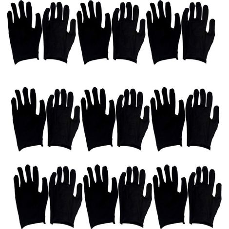 Gants De Travail En Coton - Réutilisables - Pour Jardinage Industriel Nettoyage Et Entretien - Taille Adulte - Noir - 12 Paires (1/5)