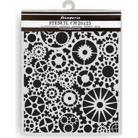 Thick Stencils for Scrapbooks, Albums, Cards, Bullet Journals, and More, Flexible Material, Easy to Clean, Perfect for Crafts and Gifting (Voyages Fantastiques, Gears) (1/2)