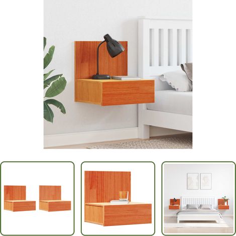 Meuble de chambre - Table de chevet avec tiroir 2 pcs Brun cire 42 x 32,5 x 40 cm (1/5)