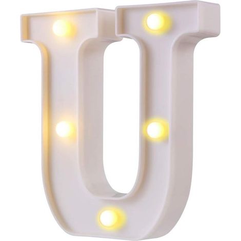 LED Marquee Letter Lights 26 Alphabet Light UPôletters Signs Parfait pour la décoration de bar de fête de mariage (White U)- (1/5)