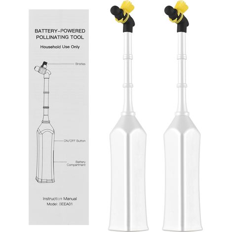 Toivize-Brosse Pollinisatrice - Électrique Sans Fil - Tête Abeille Mignonne - ABS Blanc 24cm - Lot de 2 - Outil Pollinisation Tomate (1/2)