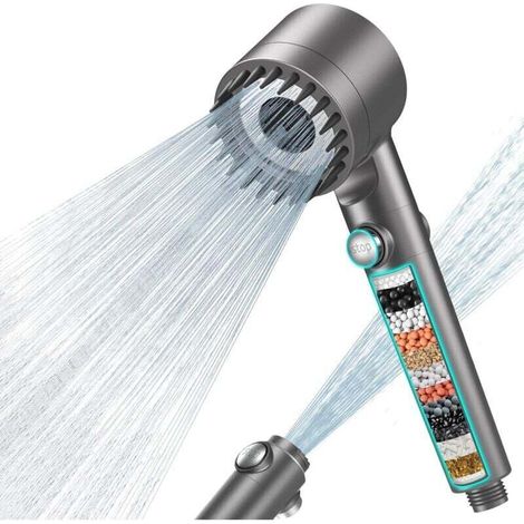 Enowelir Pommeau de Douche Haute Pression Anti Calcaire avec Filtre 15 Étapes et Tuyau 1,5M Économie d'Eau 3 + 1 Types de Jets (1/4)