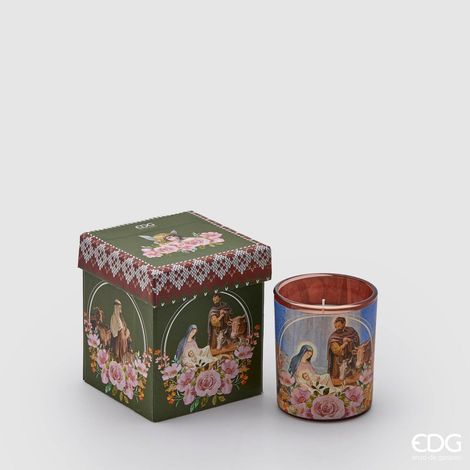 EDG Enzo De Gasperi Candela Natale in Vetro con Scatola Musicale H 9 Cm D 8 Cm Green