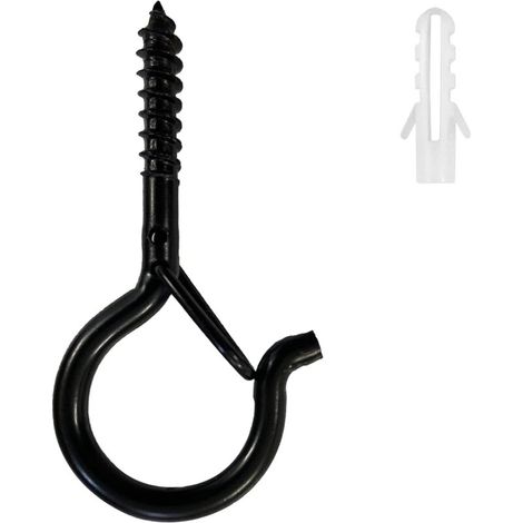MINKUROW 20 Stück Decken-Wandhaken zum Einschrauben mit Q-Hanger Schwerlastsicherung für Pflanzenkörbe, Lichterketten, Laternen, Vogelspiele – Schwarz