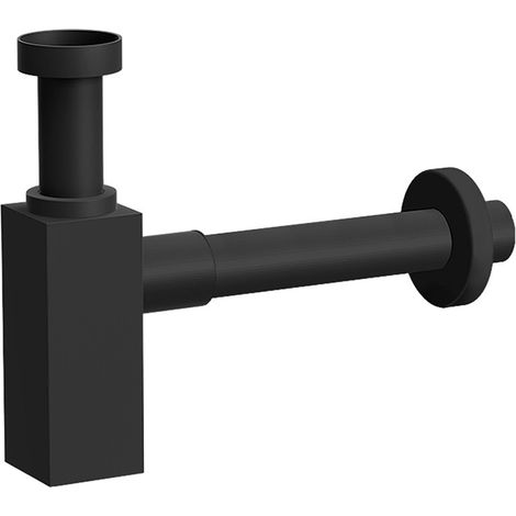 Sifone lavabo nero opaco quadrato universale in ottone (1/3)