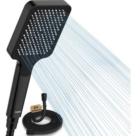 Duschkopf mit 2m Schlauch, Hochdruck Regendusche, Wassersparend 9.5L/min (1/5)