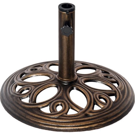 Outsunny Round Patio Umbrella Base Stand, Umbrella Holder, Bronze Tone (1/5)