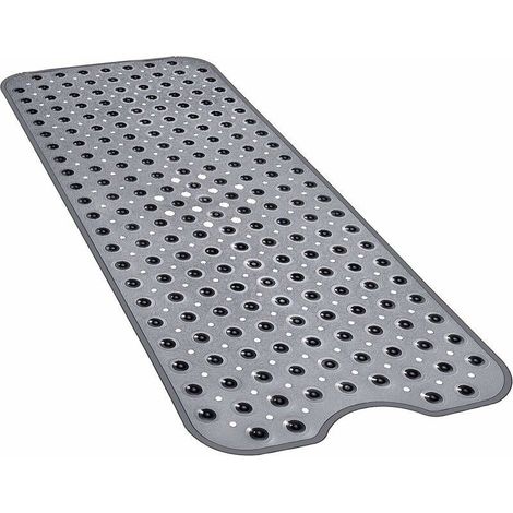 YMYNY Tapis de douche antidérapant extra large 100 x 40 cm, tapis de bain avec ventouses, tapis de bain lavable en machine avec trous de drainage, transparent noir transparent