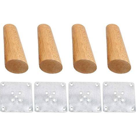Lot de 4 pieds de meubles en bois massif incliné 20cm, Pieds de rechange avec plaque de montage et vis pour canapé, TV, lit, table à manger (1/3)