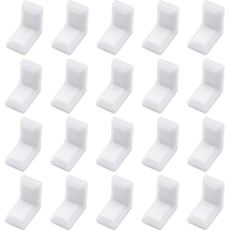 CCYKXA 40Pcs Galvanized Steel L Shape Corner Brace with White ABS Plastic Cover for Cabinet Shelf (1/5)