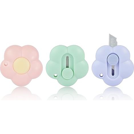 Couteau de Papeterie, 3PCS Mini Couteau Utilitaire Rétractable, Mini Ouvre-Lettre, Cutter, Couteaux à Tapis, Box Cutter pour la Papeterie, Express Box, Papier, Papier Découpe, Carton (1/5)