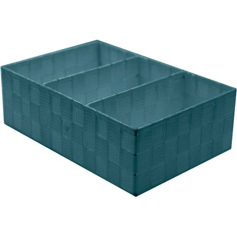 Cassetto poliestere verde acqua 3 scomparti rettangolare cm 31x21h10