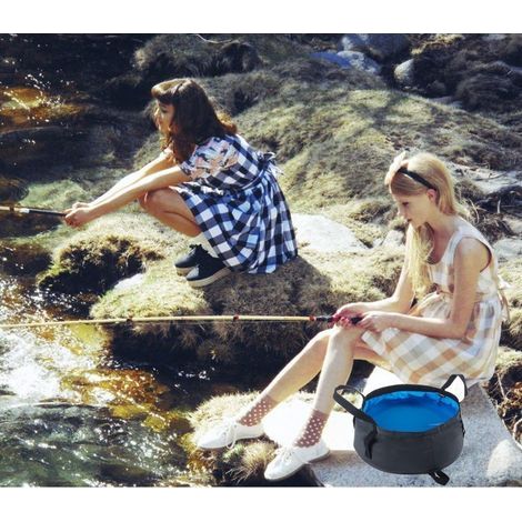 Bassin Pliant,Pliable Seau Bassin de Lavage portatif Léger et étanche à l'eau avec Le Sac de Transport pour Le Camping de Voyage lavant la Pêche 8.5L (1/5)
