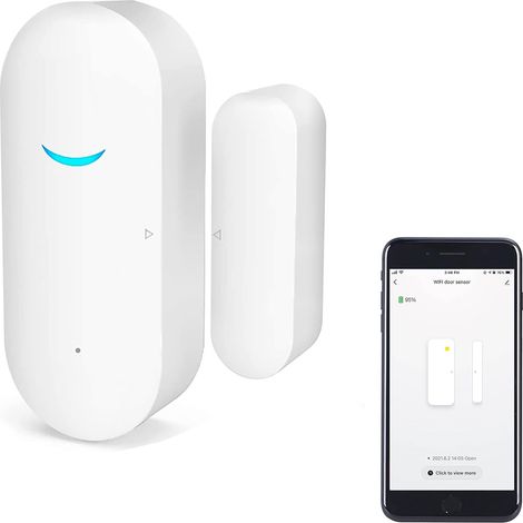 Capteur Porte Fenetre Wifi - Capteur Contact Sans Fil Pour Securite Domestique Et Professionnelle - Compatible Alexa Google Assistant - Alerte En Temps Reel - 1 Unite (1/5)