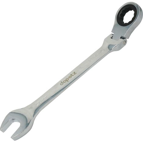 Dapetz ® 27mm Flexible Head Ratchet Metric Spanner Open End & Ring, Mirror Polished, Raised Panel Spanner, Chrome Vanadium Steel Combination Spanner Suitable for Mechanics (1/5)