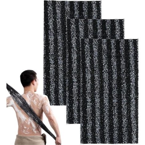 Serviettes de bain exfoliantes - Lot de 3 - Serviette exfoliante pour le dos - pour hommes et femmes - Gant de toilette pour le nettoyage et le massage du corps - Serviette extra longue - 100 x 25 cm (1/5)