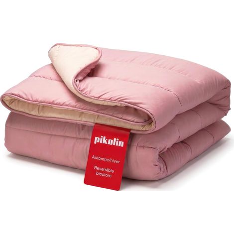 Couette 100 x 120 cm 300 g Tempérée en Fibre pour Berceau - Couette Réversible Toucher Plume, Lavable, Douce et Respirante - Bicolore Mauve/Blanc (1/5)
