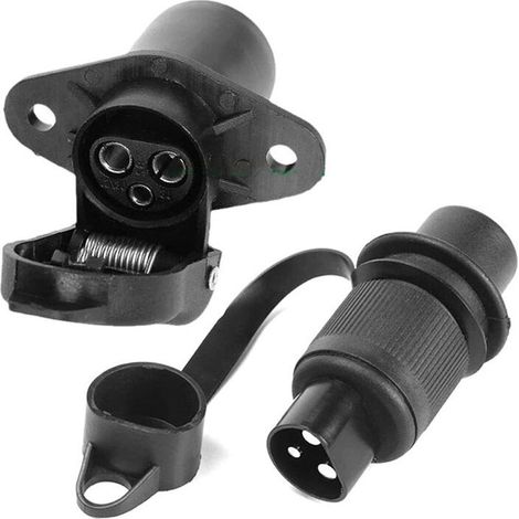 3 Pin Trailer Plug and Socket, 12V Waterproof 3 Pin Trailer Socket Female Male, 3 Pin Towbar Trailer Plug Fits Trailer/RV/Car, 2 Mounting Points (1/5)