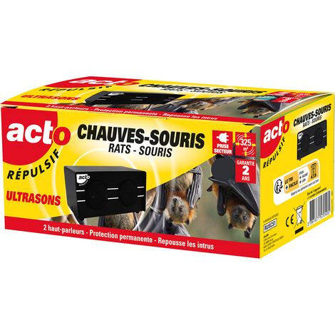 Répulsif ultrason pour chauves-souris, rats et souris – Protection jusqu'à 325m² – Technologie à fréquence variable – Usage intérieur – Acto (1/4)