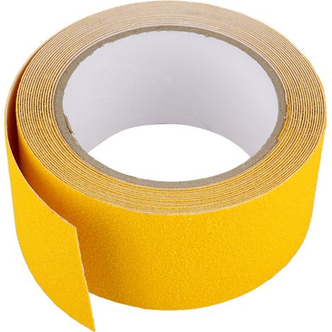 Bande adhésive antidérapante en PVC auto-adhésive de 5 cm x 5 m, résistante à l'usure, pour sols de sécurité (jaune) (1/5)