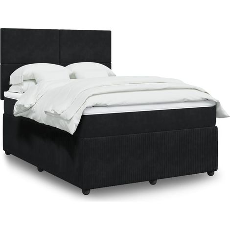 vidaXL Giroletto a Molle con Materasso Nero 160x200 cm in Velluto (1/5)