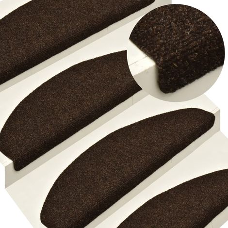 5 pcs Tapis autoadhésifs de marches, Tapis d'escalier, Marchettes D'escalier Marron 65x21x4cm Aiguilleté MKS77513 (1/5)