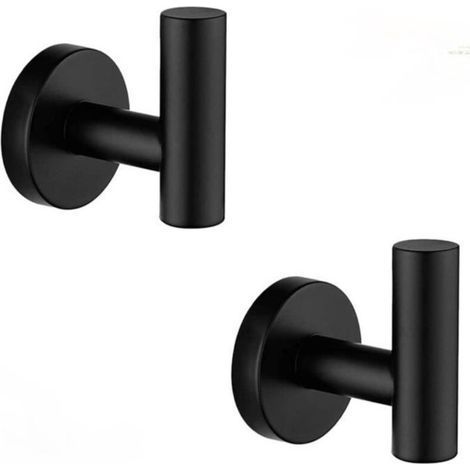 Wall Hook - Stainless Steel - 2 Pcs Black - Corrosion Resistant - Contemporary Style - Bathroom (1/4)