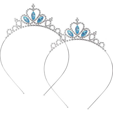 Couronne de Princesse Diadème,2 PCS Bleu Strass Cristal Diadèmes Filles Diadème Cheveux Tête Couronne Diadème de Mariée Bandeaux pour Femmes Filles bal de Promo Fête Nuptiale (1/5)