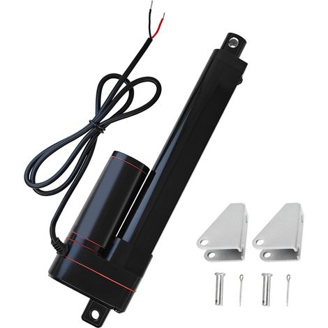 Course 150 mm 400 N IP65 Étanche Entraînement linéaire 12 V Moteur linéaire 34 mm/s Avec étriers de montage pour porte Lift Coop, armoire, ouvre-fenêtre, ouvre-porte, domotique (1/5)