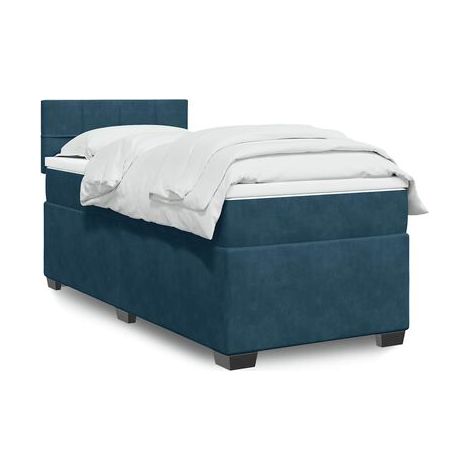 Sommier de style Snowco et matelas en velours bleu de 80 × 200 cm, velours doux et confortable, meuble de chambre, design contemporain, montage facile (1/5)