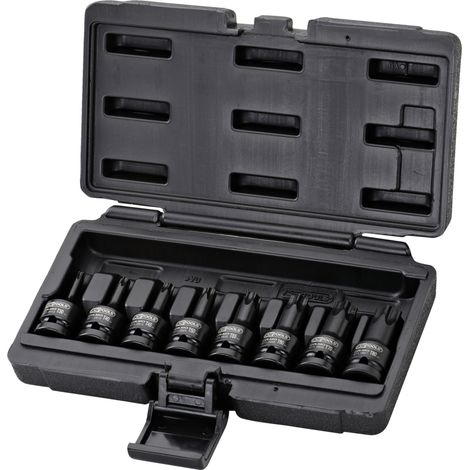KS Tools - Jeu de 8 douilles tournevis à chocs courtes TORX® 1/2", T30 à T80 - 515.1107 (1/5)