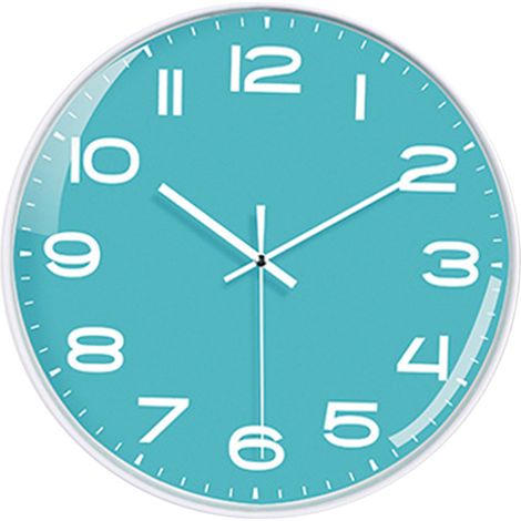 Horloge Murale Silencieuse 12 Pouces - Mouvement Quartz Écologique, Cadre Blanc et Panneau Vert pour Bureau et Chambre, ABS Inodore et Durable (1/5)