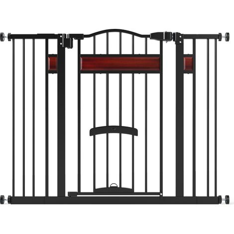 COSTWAY Extra Wide Walk Through Pet Gate for 74CM-104CM Openings-Black