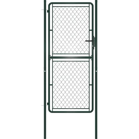 Portillon de Clôture Porte Portillon Portail de jardin Acier 100 x 200 cm Vert 94204 (1/4)