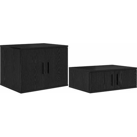 Armario de almacenamiento moderno 118 x 41 x 40 cm con 2 estantes práctico estilo minimalista en madera ingenierizada negro 020052111 (1/5)