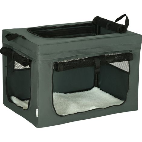 Borsa di trasporto pieghevole per cani di piccola taglia 60 x 42 x 42 cm 3 porte ventilazione moderno contemporaneo in poliestere grigio 210007238