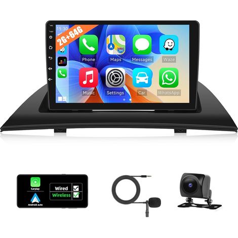 2G+64G Android 13 Autoradio für BMW X3 E83 2004-2012 mit CarPlay Android Auto 9 Zoll 2 Din Autoradio mit Navi HiFi FM RDS BT RCA WiFi+Canbus+AHD Rückfahrkamera (1/5)