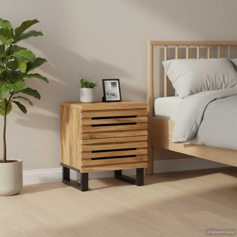vidaXL Mesitas de noche 2 uds madera maciza mango rugosa 40x34x46 cm (1/5)